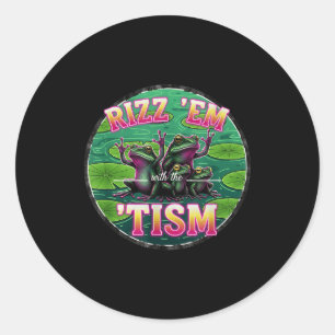 Pegatina Redonda Autismo Divertido Rizz Em Con El Tism Frog Meme Au