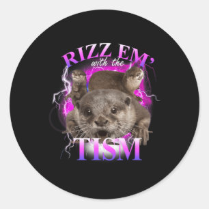 Pegatina Redonda Autismo Divertido Rizz Em Con El Tism Meme Autista