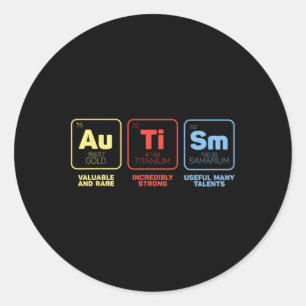 Pegatina Redonda Autismo Elementos Conciencia Mes Niños autistas Ni
