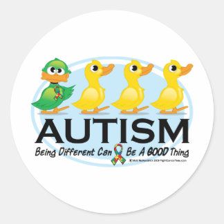Pegatina Redonda Autismo Feo Duckling