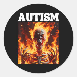 Pegatina Redonda Autismo Gracioso Cringe El Skeleton Duro Meme Flam