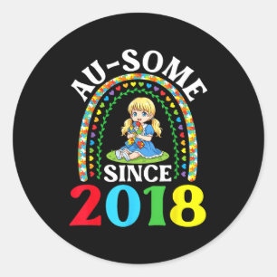 Pegatina Redonda Autismo Impresionante Ausome Desde 2018 Conciencia
