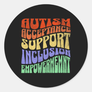Pegatina Redonda Autismo Inclusión Aceptación Apoyo Empoderamiento