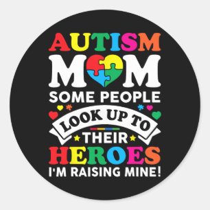 Pegatina Redonda Autismo Mamá Algunas Personas Miran A Sus Héroes A