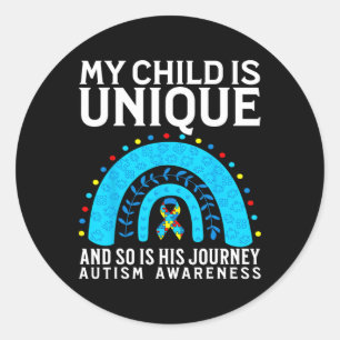 Pegatina Redonda Autismo Mamá Autismo Apoyo a la Conciencia Regalos