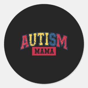 Pegatina Redonda Autismo Mamá Autismo Concienciación Sobre El Autis