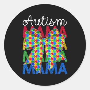 Pegatina Redonda Autismo mamá día de concienciación sobre el autism