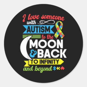 Pegatina Redonda Autismo Mamá Hermana Abuela Amo A Alguien Con Auti