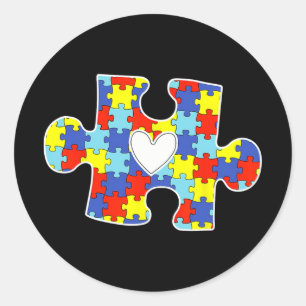 Pegatina Redonda Autismo Mamá Rompe el Corazón Pieza Autismo Té de