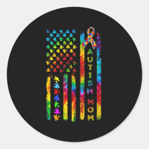 Pegatina Redonda Autismo Mamá Tee Autism Awareness Tye American F
