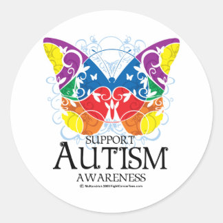Pegatina Redonda Autismo mariposa