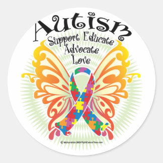 Pegatina Redonda Autismo Mariposa 3