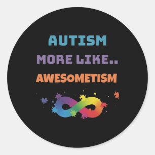 Pegatina Redonda Autismo Más Como Awesometismo Colorido