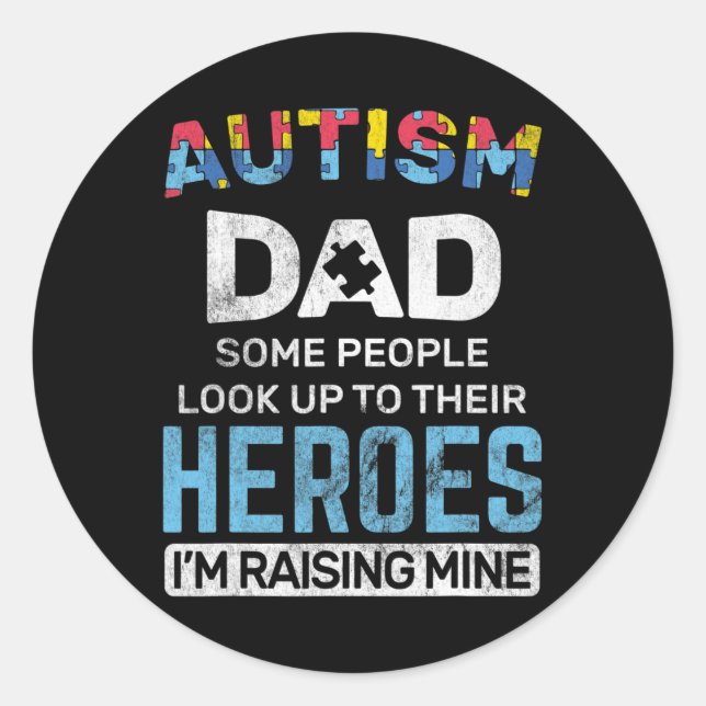Pegatina Redonda Autismo masculino papá autismo conciencia espectro (Anverso)