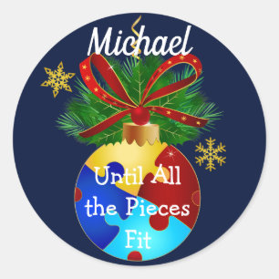 Pegatina Redonda Autismo Navidades Bauble