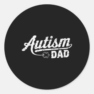 Pegatina Redonda Autismo Papá Puzzle Piece Awareness Aceptation Mes