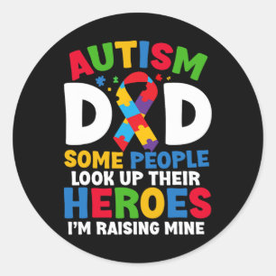 Pegatina Redonda Autismo papi rompe la cinta de opciones Orgulloso 