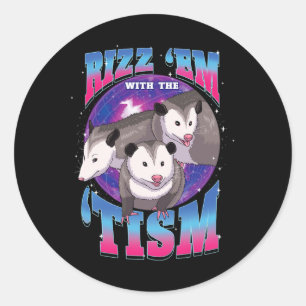Pegatina Redonda Autismo Possum Lover Regalo Rizz Em Con Diversión 