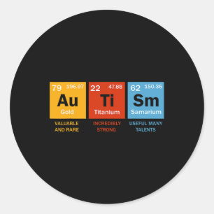 Pegatina Redonda Autismo Química Química Tabla periódica Elementos 