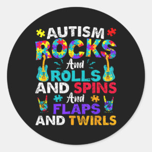 Pegatina Redonda Autismo Rocks Rolls Spins Activa Conciencia Niños 