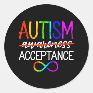 Pegatina Redonda Autismo - Rojo en cambio - Aceptación, no concienc