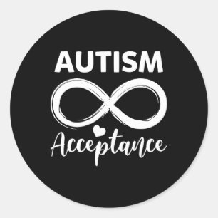 Pegatina Redonda Autismo - Rojo en cambio - Aceptación, no concienc