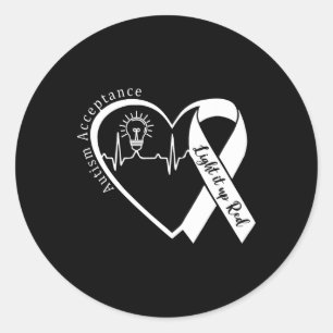 Pegatina Redonda Autismo - Rojo en cambio - Aceptación, no concienc