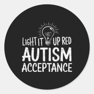 Pegatina Redonda Autismo - Rojo en cambio - Aceptación, no concienc