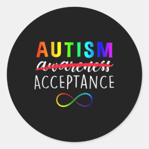 Pegatina Redonda Autismo - Rojo En Cambio - Aceptación No Concienci