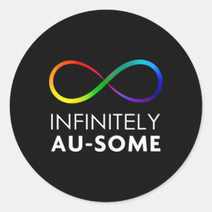 Pegatina Redonda Autismo rojo en lugar de autismo - Infinito Au-som
