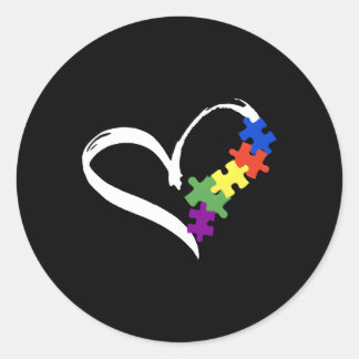 Pegatina Redonda Autismo Rompecabezas Amor Autismo Conciencia Por