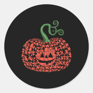 Pegatina Redonda Autismo Rompecabezas Calabaza Autismo Halloween Me