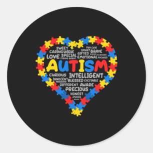 Pegatina Redonda Autismo Sensibilización Autismo Autismo Corazón Au