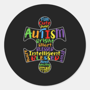 Pegatina Redonda Autismo Sensibilización Corazón Bienaventurados Ho