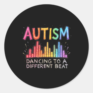 Pegatina Redonda Autismo Sensibilización Mes Autismo Bailando A La