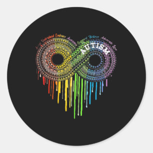 Pegatina Redonda Autismo Símbolo Infinito Arcoiris Concienciación