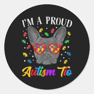 Pegatina Redonda Autismo Tío Bulldog Francés Gles De Rompecabezas D