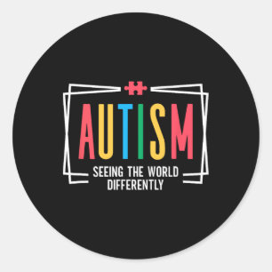 Pegatina Redonda Autismo Viendo El Mundo De Manera Diferente Concie