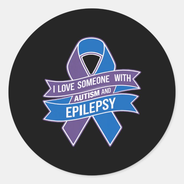 Pegatina Redonda Autismo Y Epilepsia (Anverso)