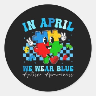 Pegatina Redonda Autista En Abril Usamos Conciencia Sobre El Autism
