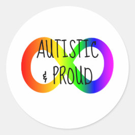 Pegatina Redonda Autista y Orgullosa Neurodiversidad infinita de ar