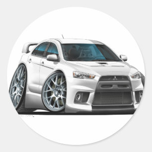 Pegatina Redonda Auto blanco Mitsubishi Evo