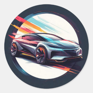 Pegatina Redonda Auto deportivo futurista