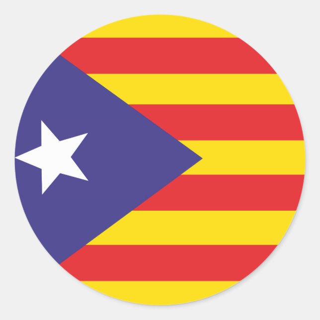Pegatina Redonda Autoadhesivo Bandera de la Independencia Catalana (Anverso)