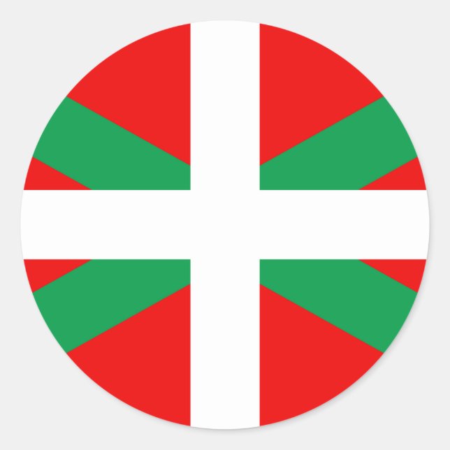 Pegatina Redonda Autoadhesivo con Bandera Vasca “Ikkurina " (Anverso)