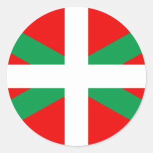 Pegatina Redonda Autoadhesivo con Bandera Vasca “Ikkurina "