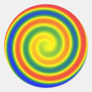 Pegatina Redonda Autoadhesivo espiral arco iris      (x20)