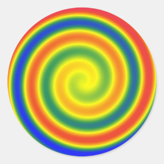 Pegatina Redonda Autoadhesivo espiral arco iris      (x20)