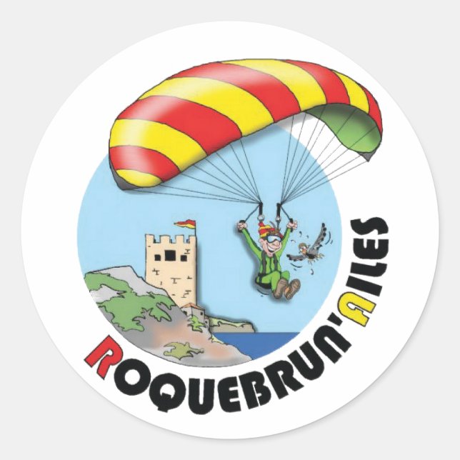 Pegatina Redonda Autoadhesivo logotipo Roquebrun' Alas (Anverso)