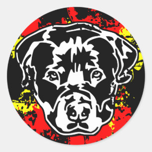 Pegatina Redonda autoadhesivo rottweiler